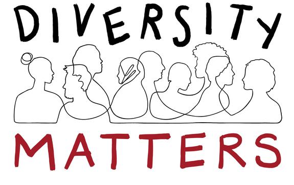 Diversity matters! abstrakte Zeichnung verschiedener Menschen